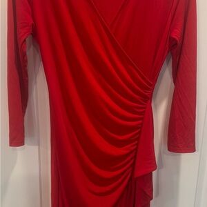 Calvin Klein Vibrant Red Long Sleeve Dress